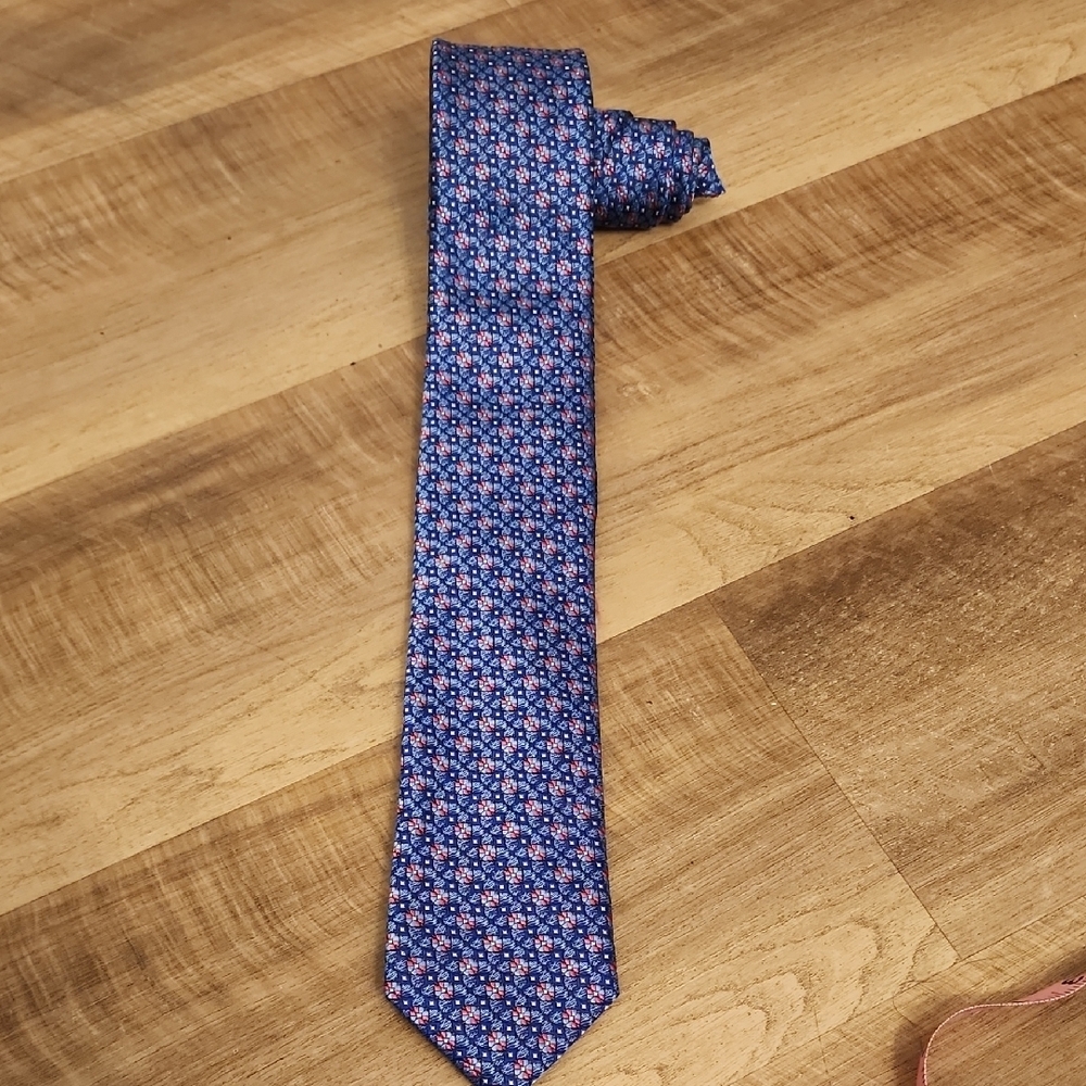 Ted Baker 100% Silk Blue and Pink Geometric Tie
